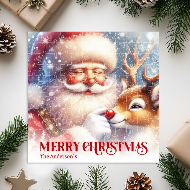 Rompecabezas personalizado de Santa Rudolph, lo me (Santa Rudolph Custom Christmas Puzzle Best Kids Gift)