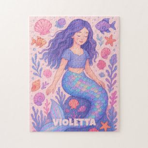 Rompecabezas personalizado de sirena con nombre y