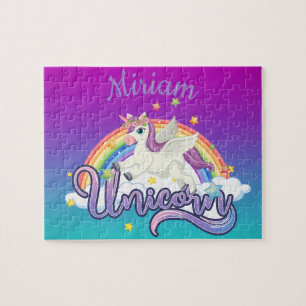 Rompecabezas personalizado de unicornio arcoíris