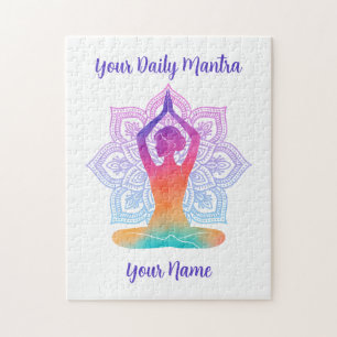 Rompecabezas personalizado de yoga con nombre y ma