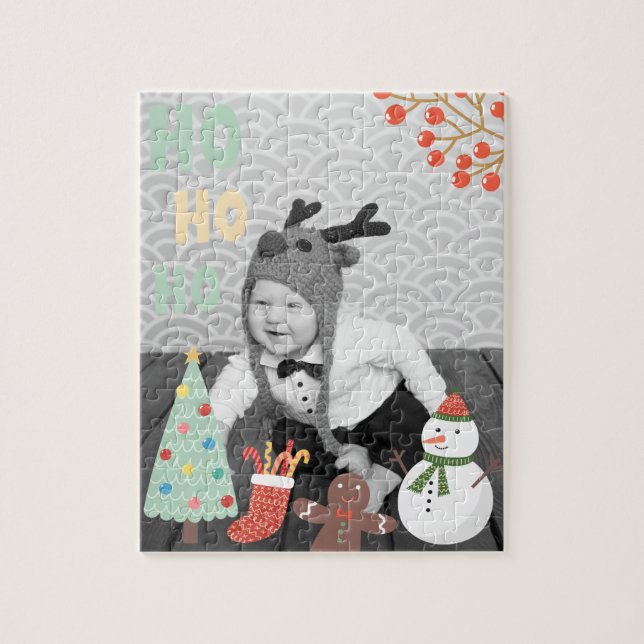Rompecabezas personalizado del navidad con su foto (Vertical)