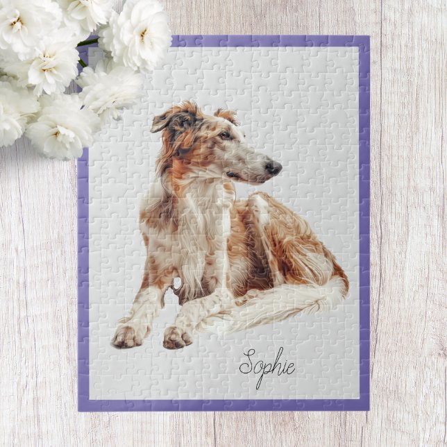 Rompecabezas personalizado lindo del perro Borzoi (Subido por el creador)