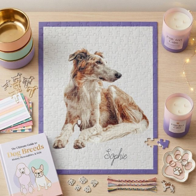 Rompecabezas personalizado lindo del perro Borzoi (Subido por el creador)
