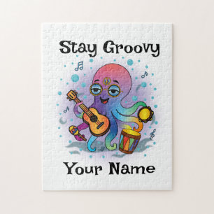 Rompecabezas personalizado Pulpo Retro Nombre