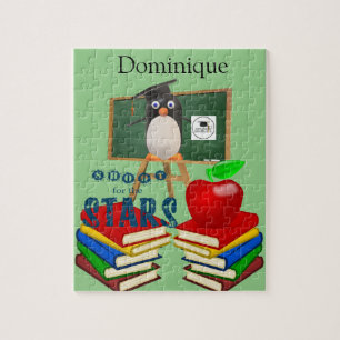 Rompecabezas Pingüino Escuela Estudiante Blanco y