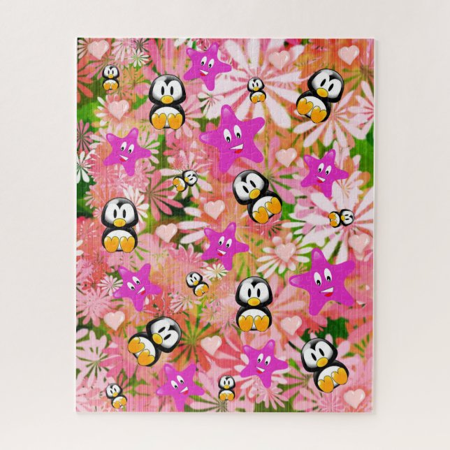 Rompecabezas pingüino floral (Vertical)