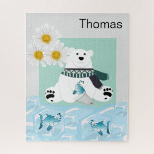 Rompecabezas Polar Oso Fish Ice Daisy Floral
