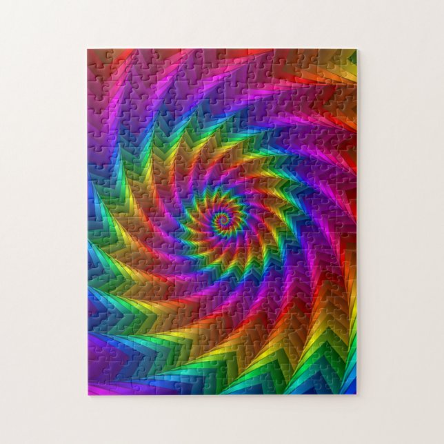 Rompecabezas psicodélico del espiral del arco iris (Vertical)