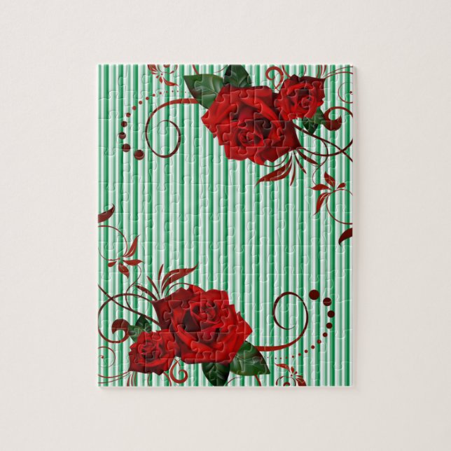 Rompecabezas raya blanca verde rosa roja (Vertical)