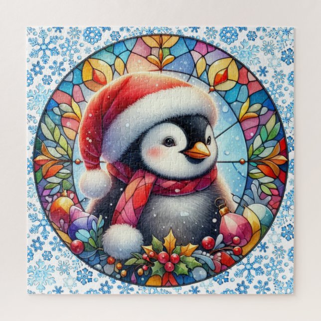 Rompecabezas redondo de pingüino (Vertical)