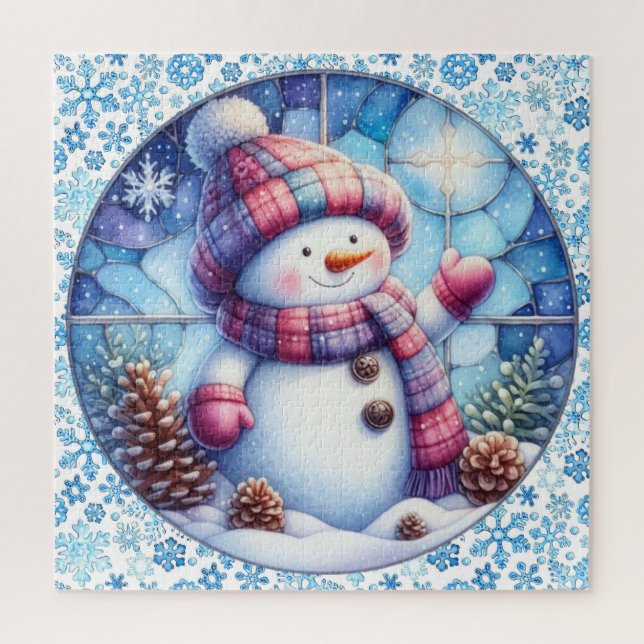 Rompecabezas redondo de Snowman (Vertical)