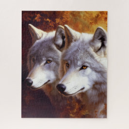 Rompecabezas retrato de lobos blancos