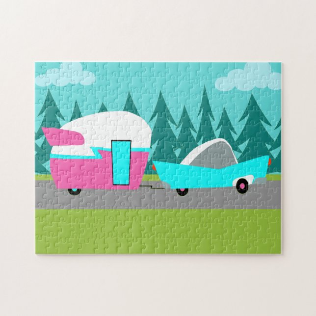 Rompecabezas retro del campista/del remolque y del (Horizontal)