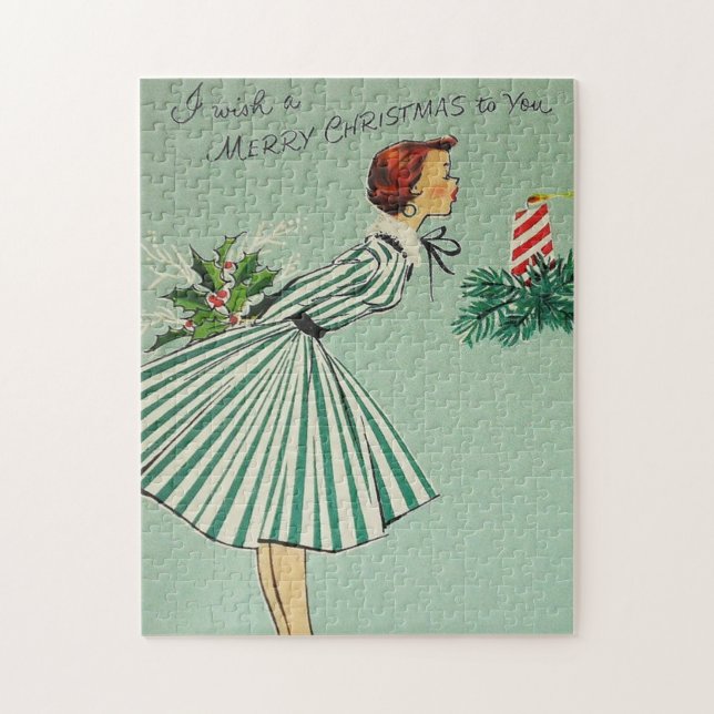 Rompecabezas retro del navidad del vintage (Vertical)