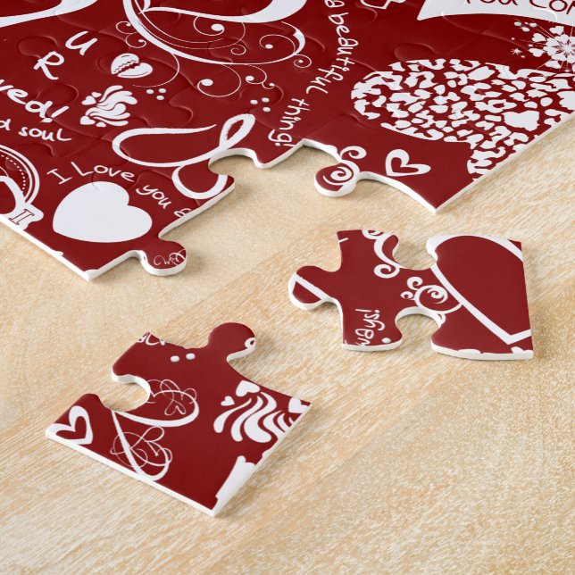 Rompecabezas rojo de Doodles de amor cardíaco (Lado)