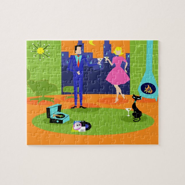 Rompecabezas romántico retro de los pares de la (Horizontal)