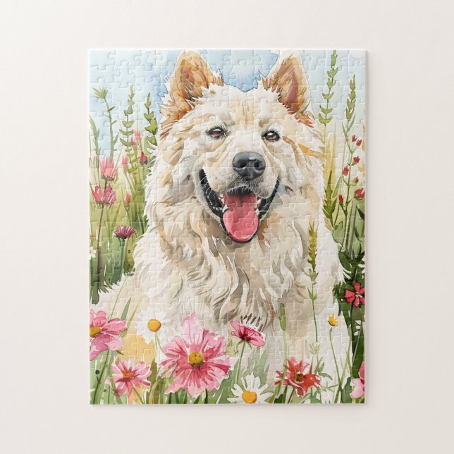 Rompecabezas – Rompecabezas de Samoyedo de Acuarel (Vertical)