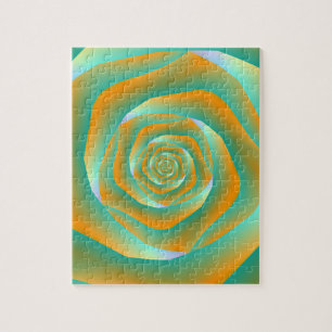 Rompecabezas Rosa de espiral verde y naranja
