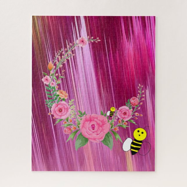 Rompecabezas rosa Floral Bumblebee (Vertical)