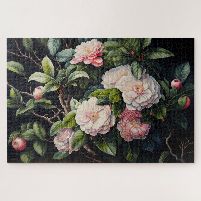 Rompecabezas rosado de Camellias Jigsaw (Horizontal)