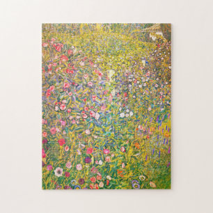 Rompecabezas rosado de las flores de Gustavo Klimt