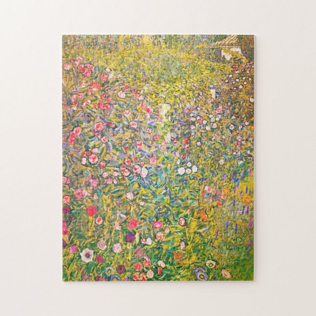 Rompecabezas rosado de las flores de Gustavo Klimt (Vertical)