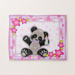 Rompecabezas rosado lindo del oso de panda del