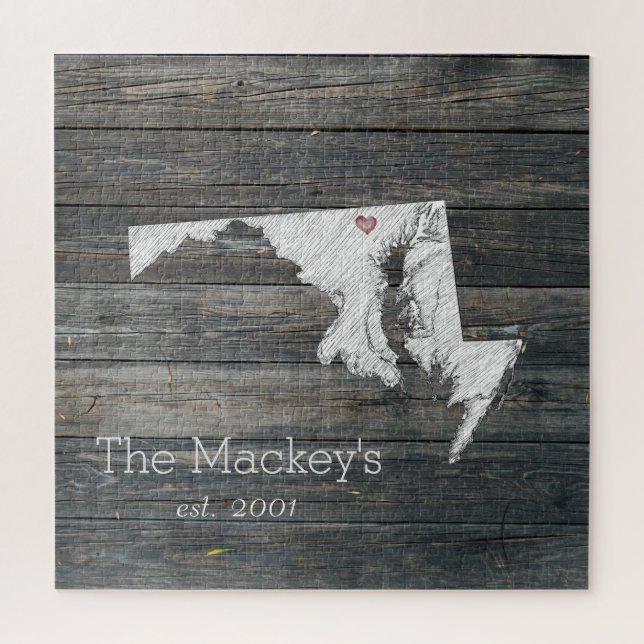 Rompecabezas Rústico del Estado de Maryland (Vertical)