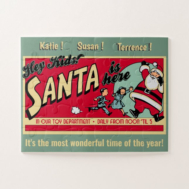 Rompecabezas Santa Personalizado Vintage (Horizontal)
