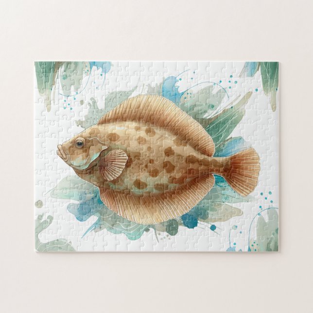 Rompecabezas - Serie acuarela: Flounder/Flatfish (Horizontal)