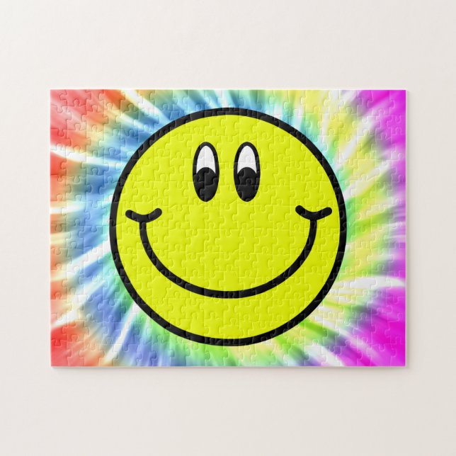 Rompecabezas sonriente feliz del teñido anudado de (Horizontal)