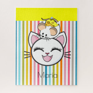 Rompecabezas Stripe Cat Mouse Queso