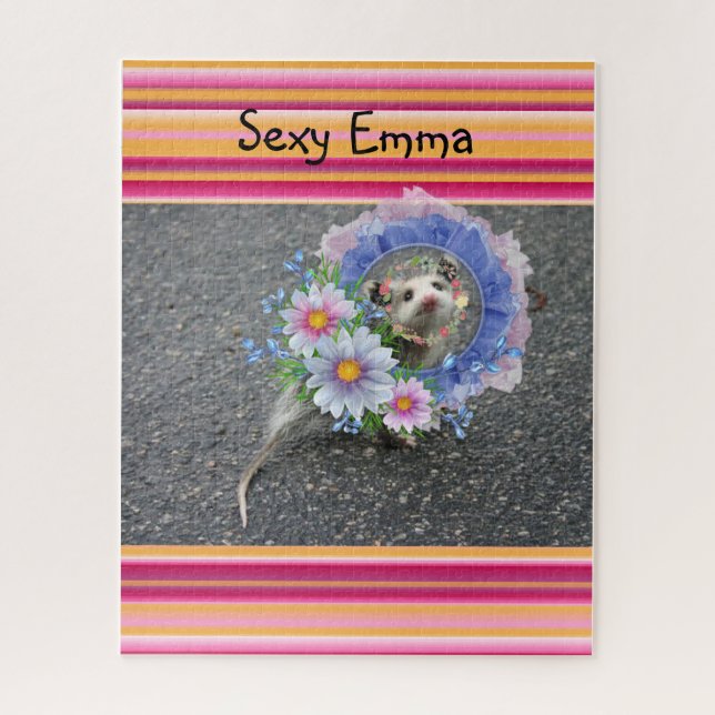 Rompecabezas Stripe Floral Opossum (Vertical)