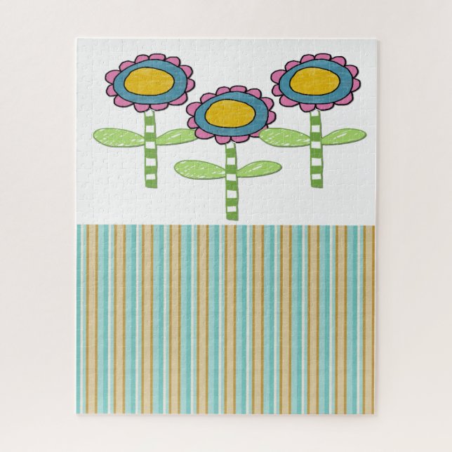 Rompecabezas Stripe Flowers Floral (Vertical)
