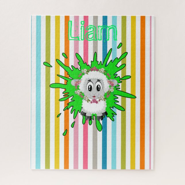 Rompecabezas Stripe Sheep Floral (Vertical)