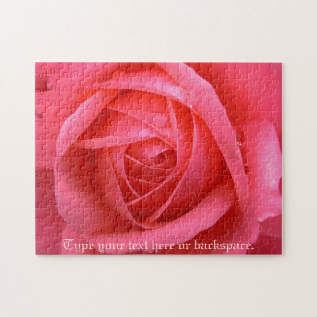 Rompecabezas Subió rompecabezas rosa personalizado (Horizontal)