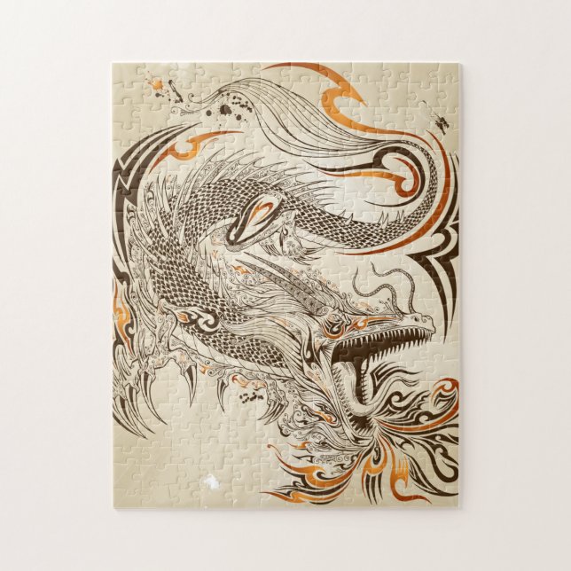 Rompecabezas tribal de la foto del dragón 10x14 de (Vertical)