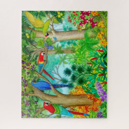 Rompecabezas tropical de la selva del loro del