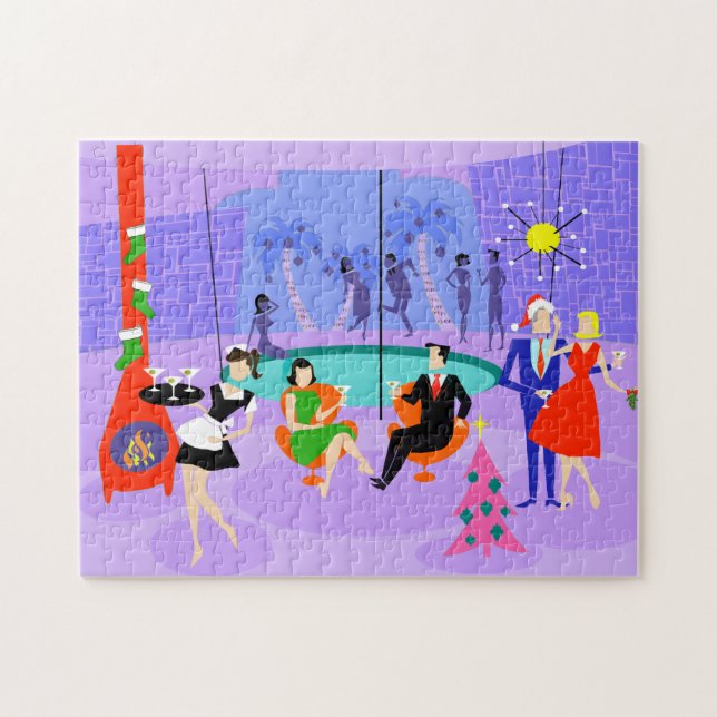 Rompecabezas tropical retro de la fiesta de (Horizontal)