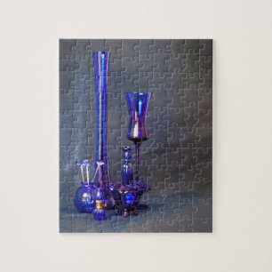 Rompecabezas verticales de vasos azules