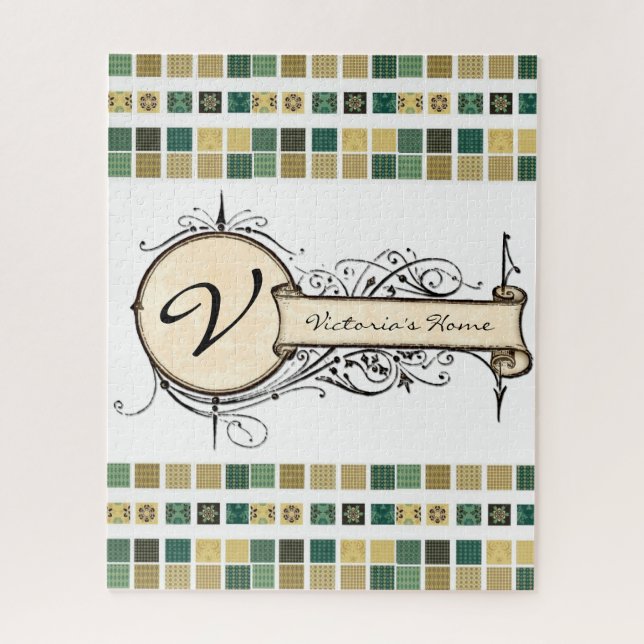 Rompecabezas victoriano beige verde (Vertical)