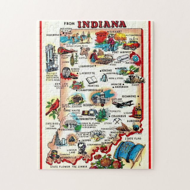Rompecabezas Vintage Indiana Ilustrado 11x14 (Vertical)