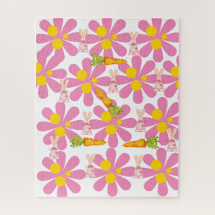 Rompecabezas Zanahorias Primavera Conejo Floral