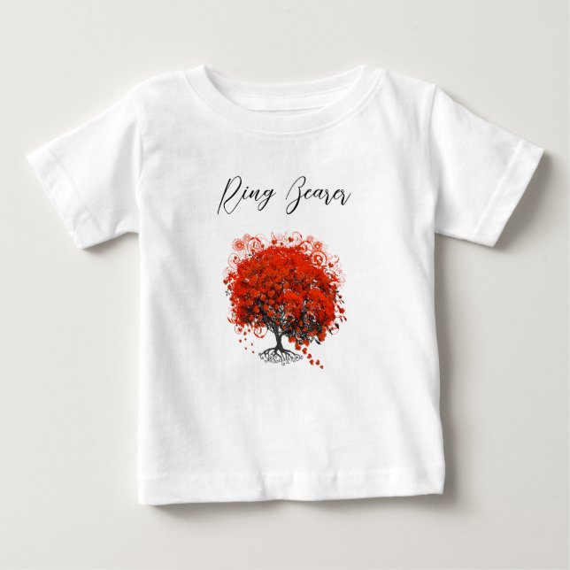 Romper camisetas de Boda de árbol rojo bebé (Anverso)