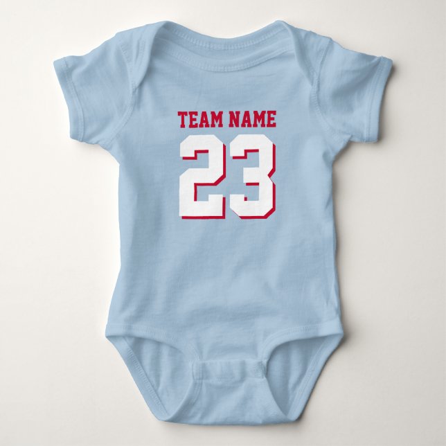 Romper deportivo de Jersey para niños rojos y azul (Anverso)