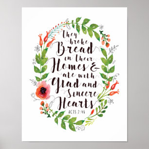 Rompieron el pan en su impresión del arte de los