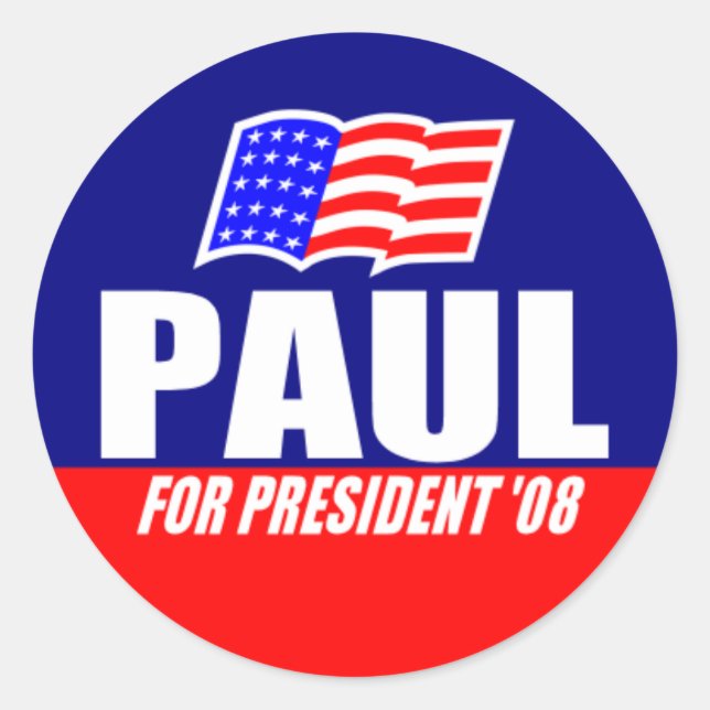 Ron Paul para presidente 08 Pegatinas (Anverso)