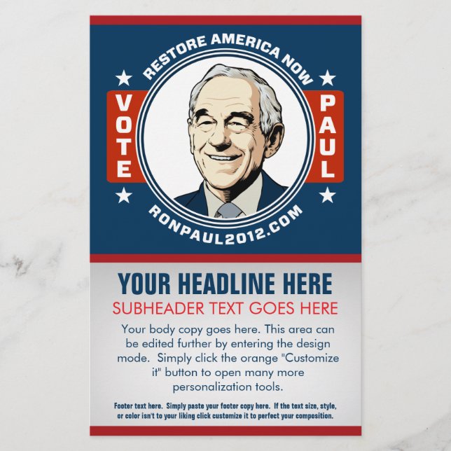 Ron Paul Personalizable Flyer (Frente)