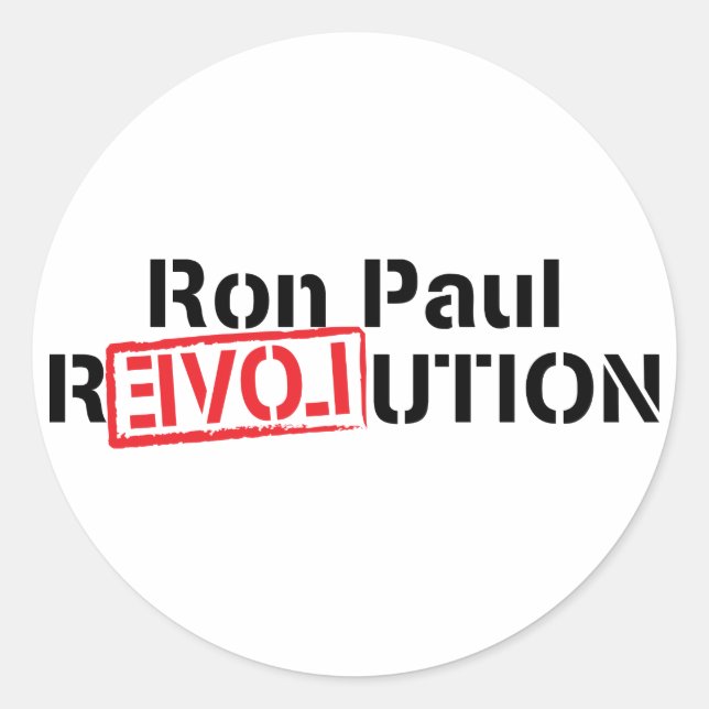 Ron Paul Revolution Round Pegatina (Anverso)