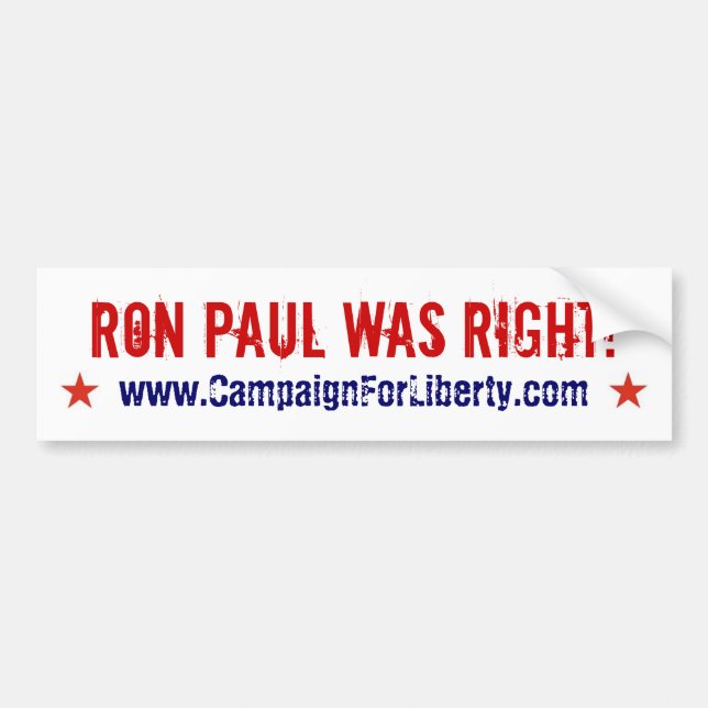 ¡Ron Paul tenía razón! pegatina para el (Frente)